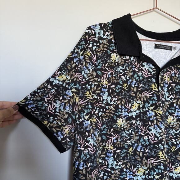 Banana Republic Men Polo Top XXL Performance Golfing Floral Camp Colorful Luxury - Picture 2 of 5